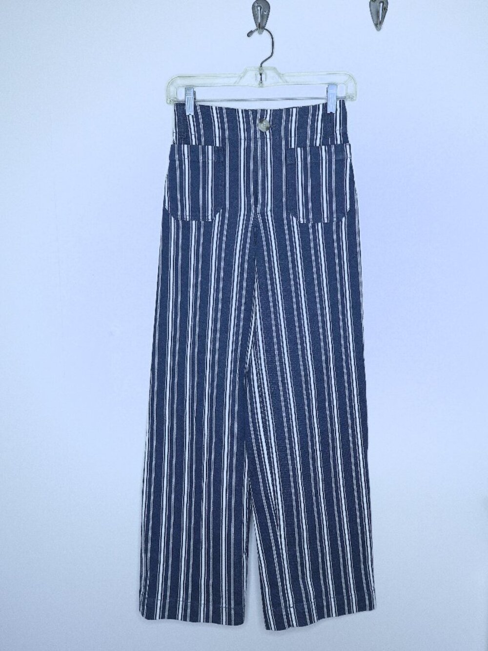 Anthropologie Maeve The Colette Navy and White Wide-Leg Pant (Size 24)